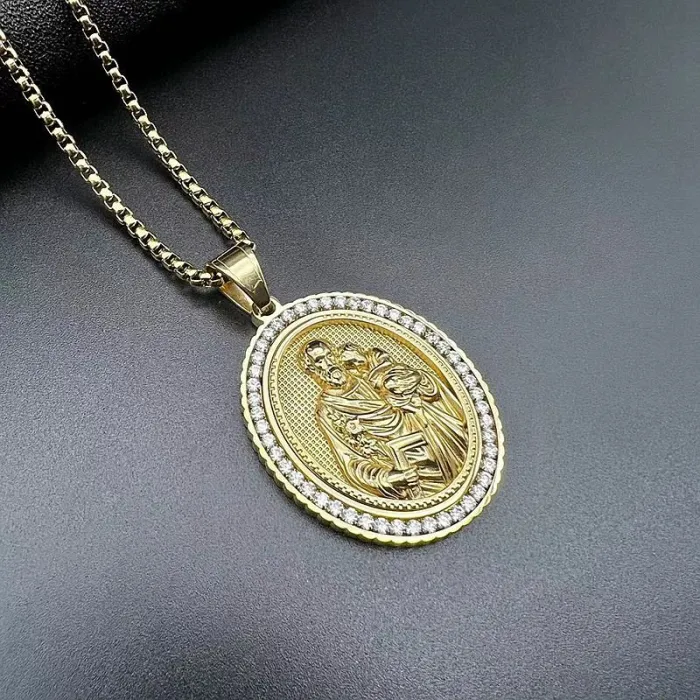 Wholesale Hip Hop Jesus Son Relief Pendant Necklace | Stainless Steel Gold Plated CZ Bulk Supplier & Factory Price