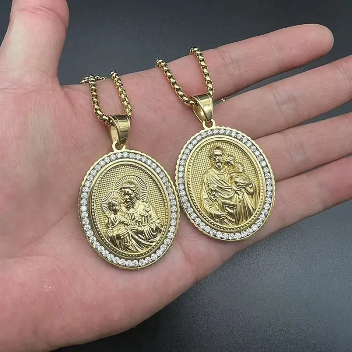 Wholesale Hip Hop Jesus Son Relief Pendant Necklace | Stainless Steel Gold Plated CZ Bulk Supplier & Factory Price