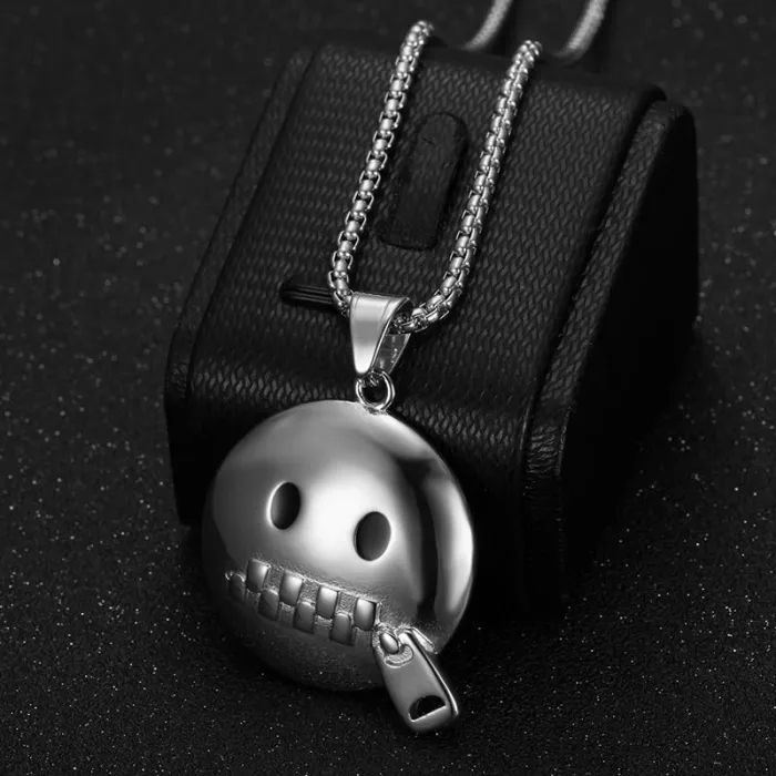 Wholesale Hip Hop "Shut Up" Emoji Pendant Necklace | Stainless Steel Gold Plated Bulk Supplier & Factory Price