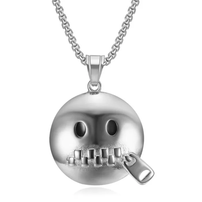Wholesale Hip Hop "Shut Up" Emoji Pendant Necklace | Stainless Steel Gold Plated Bulk Supplier & Factory Price