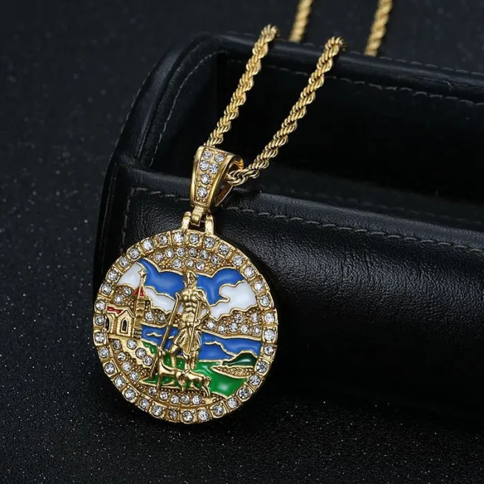 Wholesale Hip Hop Jesus Shepherd Pendant Necklace | Stainless Steel Vacuum Plated CZ Bulk Supplier & Factory Price