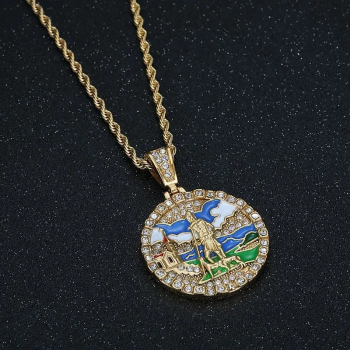 Wholesale Hip Hop Jesus Shepherd Pendant Necklace | Stainless Steel Vacuum Plated CZ Bulk Supplier & Factory Price
