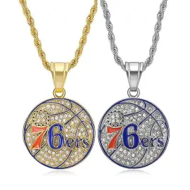 Wholesale Hip Hop Philadelphia 76ers Pendant Necklace | Titanium Steel Vacuum Plated CZ Bulk Supplier & Factory Price - Jewelryto