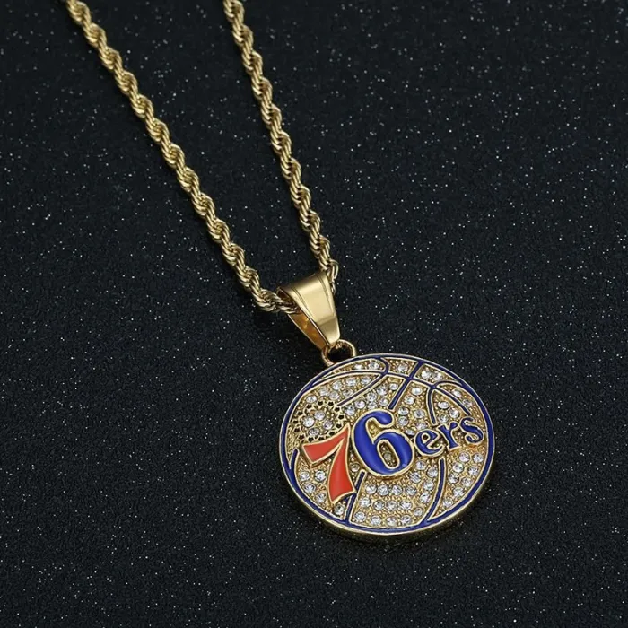 Wholesale Hip Hop Philadelphia 76ers Pendant Necklace | Titanium Steel Vacuum Plated CZ Bulk Supplier & Factory Price