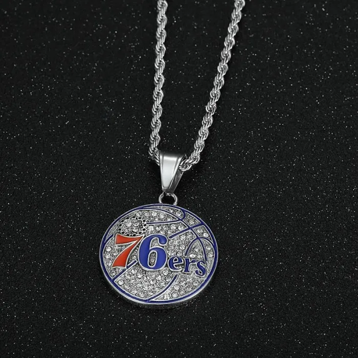 Wholesale Hip Hop Philadelphia 76ers Pendant Necklace | Titanium Steel Vacuum Plated CZ Bulk Supplier & Factory Price