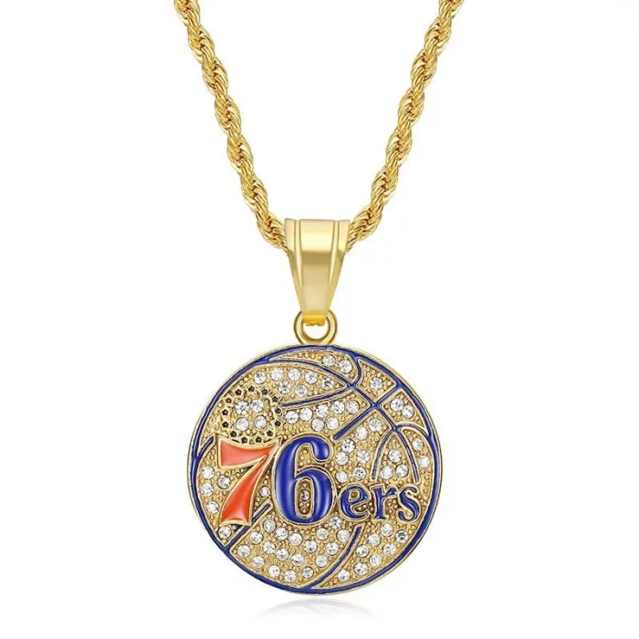 Wholesale Hip Hop Philadelphia 76ers Pendant Necklace | Titanium Steel Vacuum Plated CZ Bulk Supplier & Factory Price