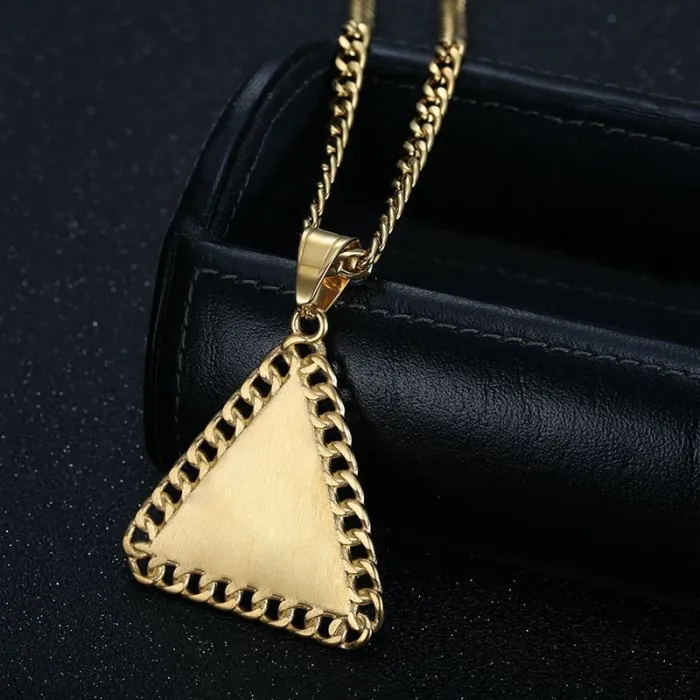 Wholesale Hip Hop Triangle Prayer Hands Pendant Necklace | Titanium Steel Gold Plated CZ Bulk Supplier & Factory Price