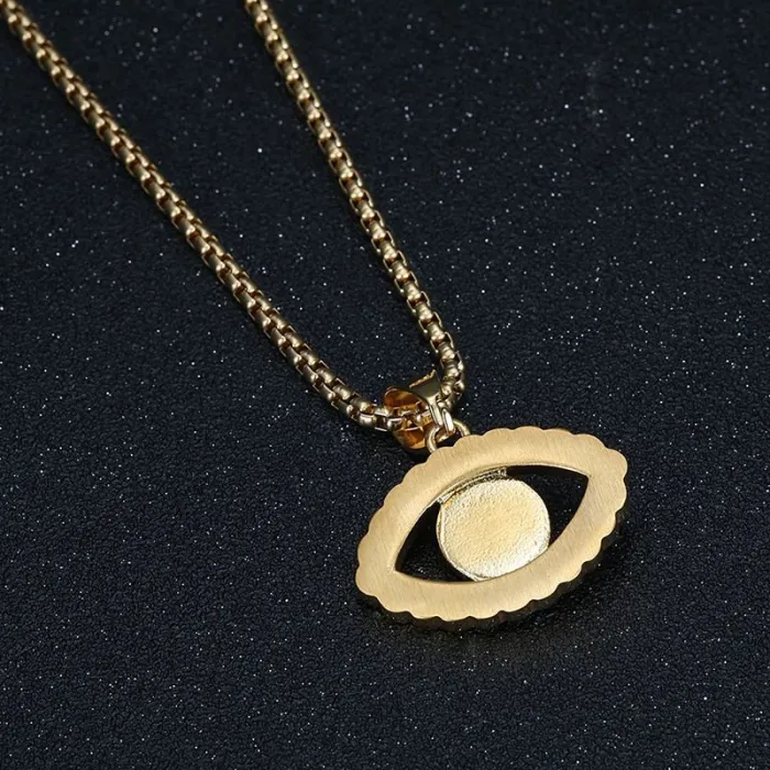 Wholesale Hip Hop Turkish Blue Eye Pendant Necklace | Titanium Steel Gold Plated CZ Bulk Supplier & Factory Price