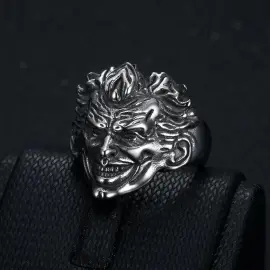 Wholesale Punk Joker Head Ring | Stainless Steel 3D Carved Men's Bulk Supplier & Factory Price - Jewelryto