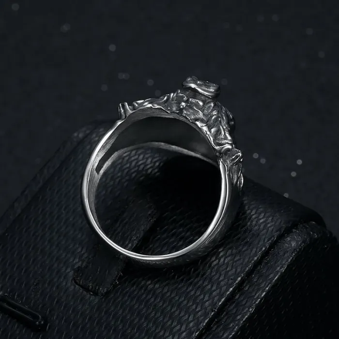 Wholesale Punk Joker Head Ring | Stainless Steel 3D Carved Men's Bulk Supplier & Factory Price