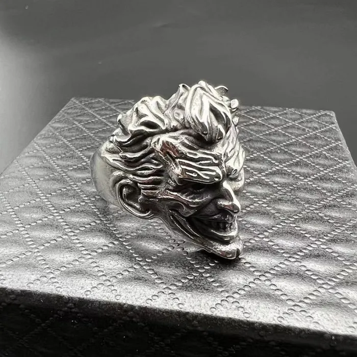 Wholesale Punk Joker Head Ring | Stainless Steel 3D Carved Men's Bulk Supplier & Factory Price