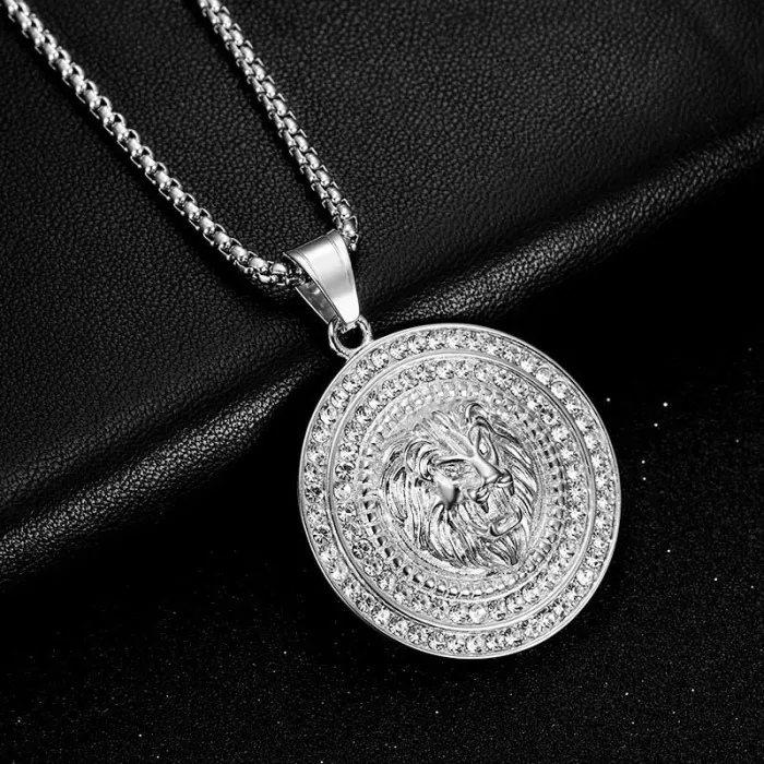 Wholesale Hip Hop Lion Head Pendant Necklace | Stainless Steel Gold Plated CZ Bulk Supplier & Factory Price