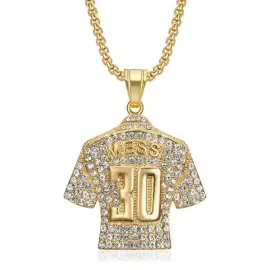 Wholesale Hip Hop Messi #30 Jersey Pendant Necklace | Titanium Steel Gold Plated CZ Bulk Supplier & Factory Price - Jewelryto