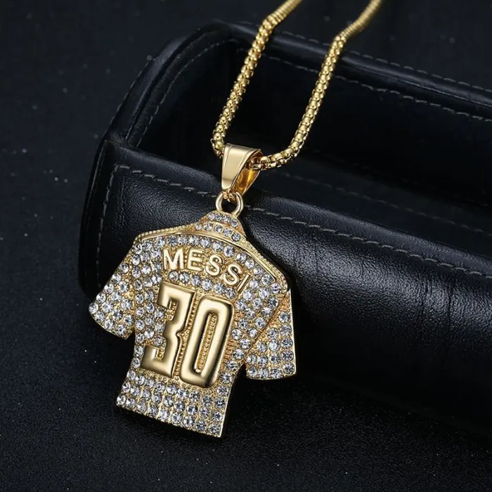 Wholesale Hip Hop Messi #30 Jersey Pendant Necklace | Titanium Steel Gold Plated CZ Bulk Supplier & Factory Price