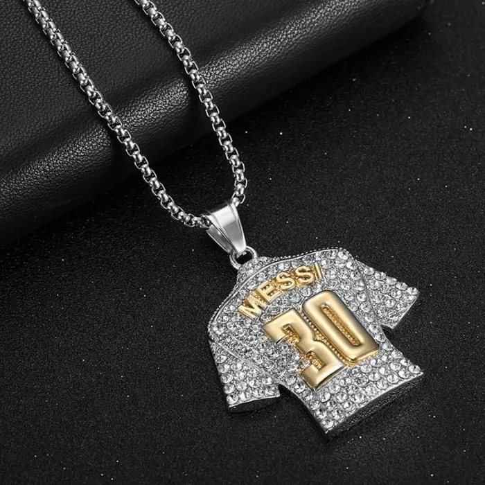 Wholesale Hip Hop Messi #30 Jersey Pendant Necklace | Titanium Steel Gold Plated CZ Bulk Supplier & Factory Price
