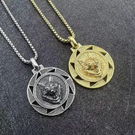Wholesale Viking Wolf Head Pendant Necklace | Titanium Steel Gold Plated Nordic Celtic Bulk Supplier & Factory Price - Jewelryto