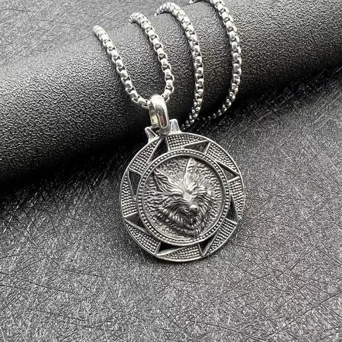 Wholesale Viking Wolf Head Pendant Necklace | Titanium Steel Gold Plated Nordic Celtic Bulk Supplier & Factory Price