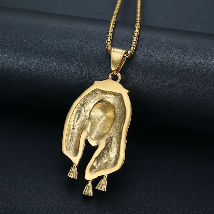 Wholesale Arab Hip Hop Keffiyeh Lion Head Pendant Necklace | Titanium Steel Gold Plated Bulk Supplier & Factory Price