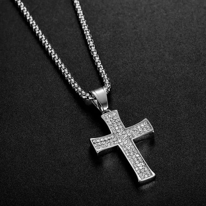 Wholesale Hip Hop Cross Pendant Necklace | Titanium Steel Gold Plated CZ Bulk Supplier & Factory Price