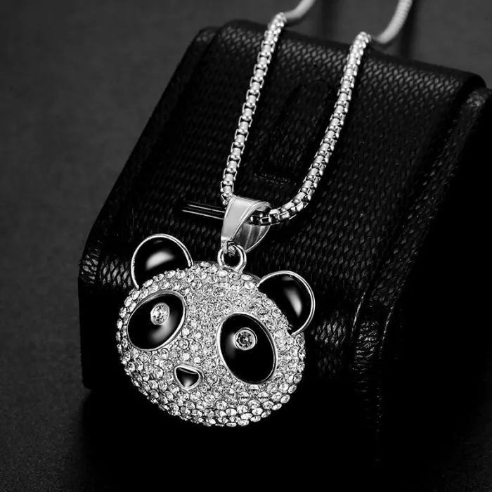 Wholesale Hip Hop Panda Pendant Necklace | Titanium Steel Gold Plated CZ Cartoon Couples Bulk Supplier & Factory Price