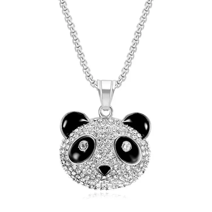 Wholesale Hip Hop Panda Pendant Necklace | Titanium Steel Gold Plated CZ Cartoon Couples Bulk Supplier & Factory Price