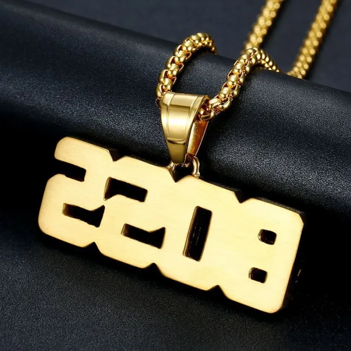 Wholesale Hip Hop Letter Pendant Necklace | Titanium Steel Gold Plated CZ Bulk Supplier & Factory Price