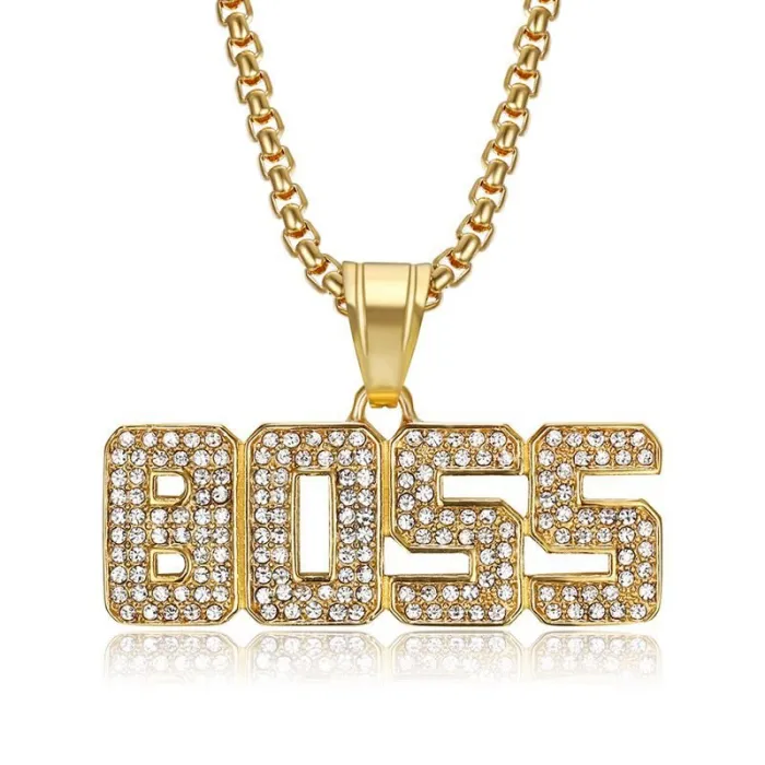 Wholesale Hip Hop Letter Pendant Necklace | Titanium Steel Gold Plated CZ Bulk Supplier & Factory Price