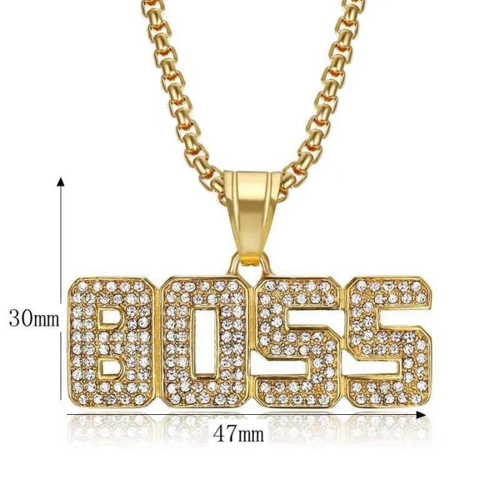 Wholesale Hip Hop Letter Pendant Necklace | Titanium Steel Gold Plated CZ Bulk Supplier & Factory Price