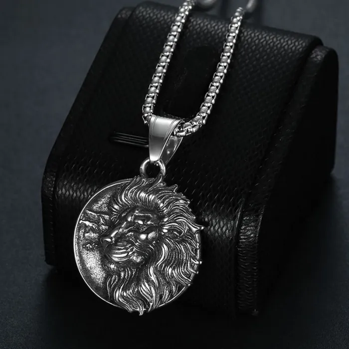 Wholesale Viking Lion Head Pendant Necklace | Vintage Titanium Steel Nordic Odin Bulk Supplier & Factory Price