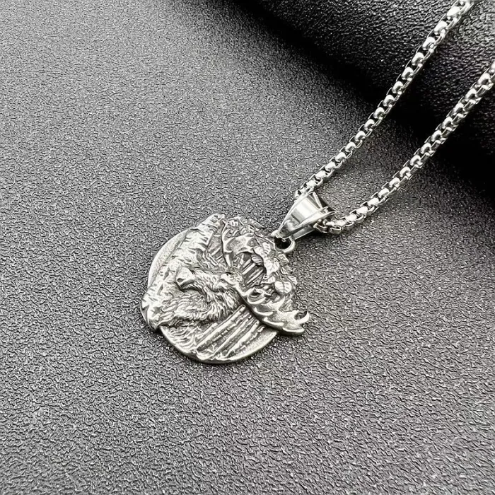 Wholesale Viking Elk Head Pendant Necklace | Vintage Titanium Steel Nordic Odin Bulk Supplier & Factory Price