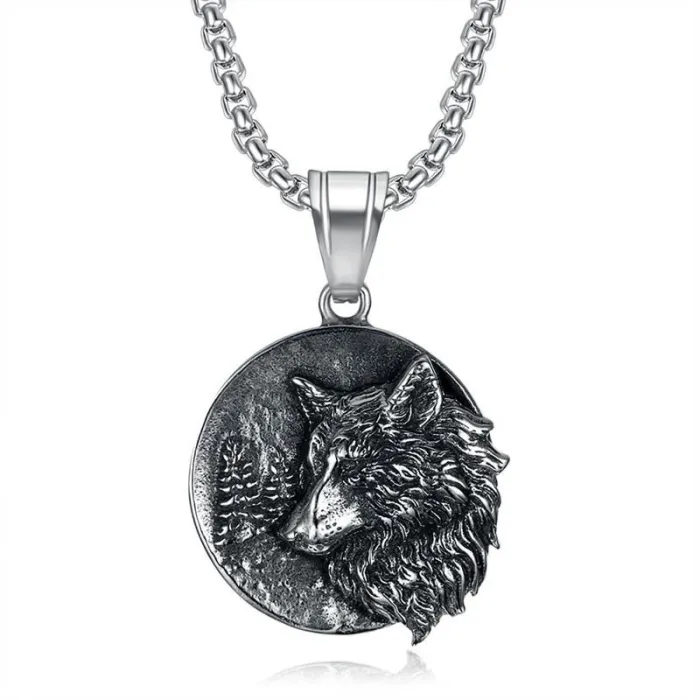 Wholesale Viking Wolf Head Pendant Necklace | Vintage Titanium Steel Nordic Odin Bulk Supplier & Factory Price