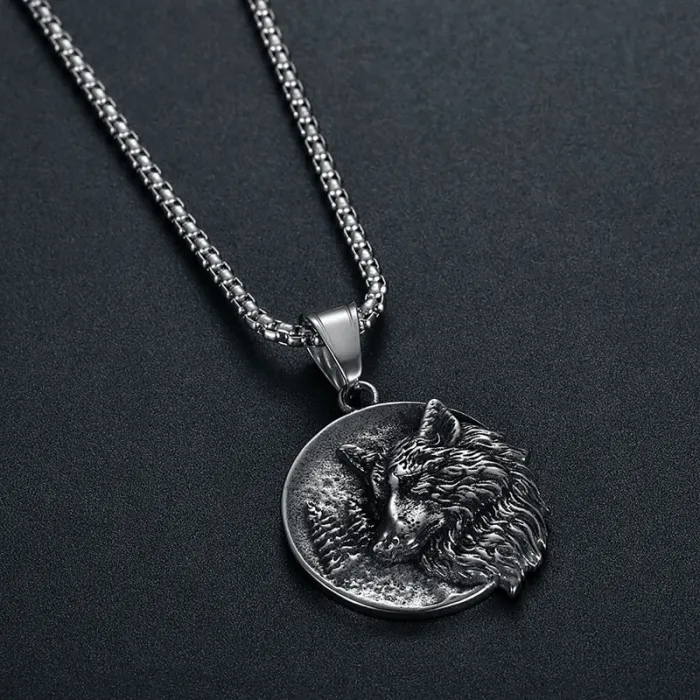 Wholesale Viking Wolf Head Pendant Necklace | Vintage Titanium Steel Nordic Odin Bulk Supplier & Factory Price