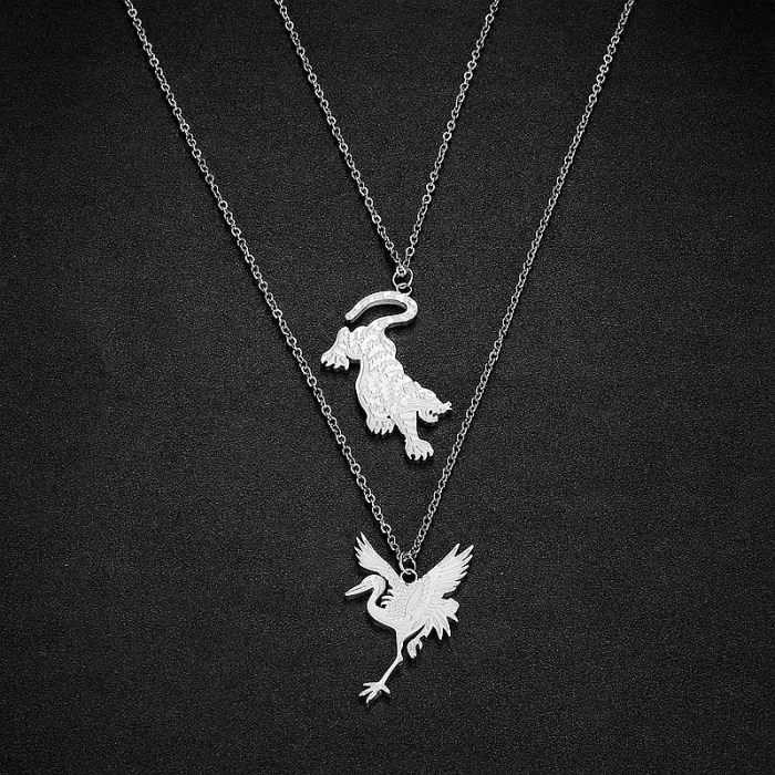 Wholesale Tiger and Crane Pendant Necklace | Stainless Steel Gold Plated O-Chain Bulk Supplier & Factory Price