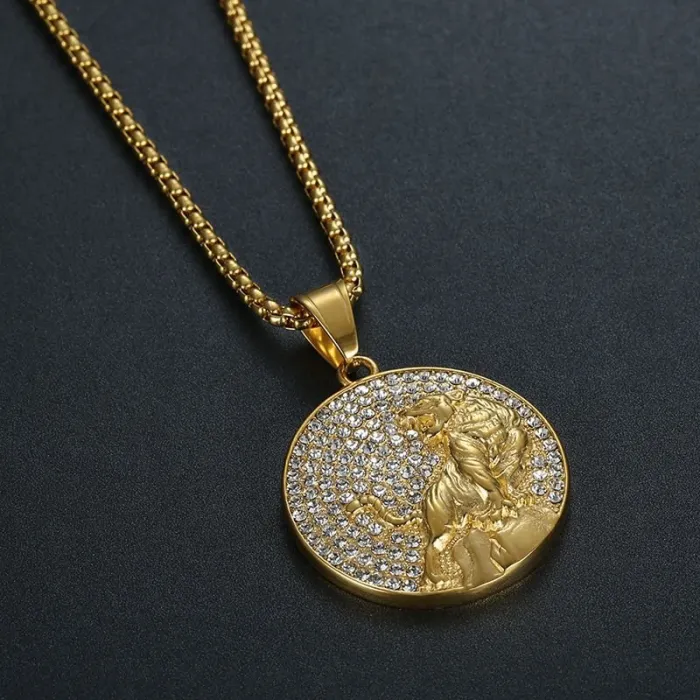 Wholesale Hip Hop Tiger Pendant Necklace | Stainless Steel Gold Plated CZ Bulk Supplier & Factory Price