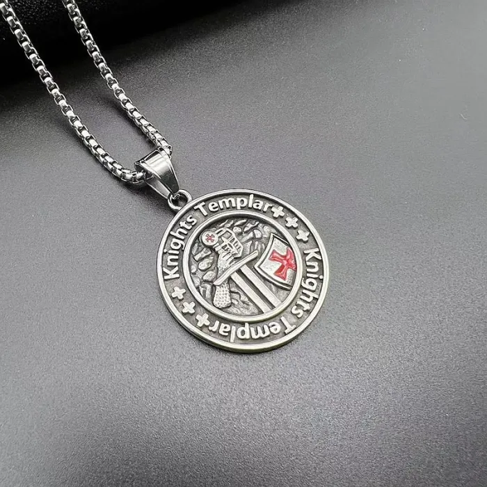 Wholesale Templar Knight Cross Pendant Necklace | Titanium Steel Red Enamel Bulk Supplier & Factory Price