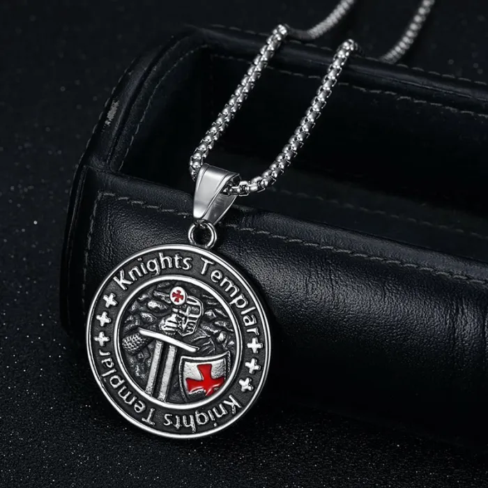 Wholesale Templar Knight Cross Pendant Necklace | Titanium Steel Red Enamel Bulk Supplier & Factory Price