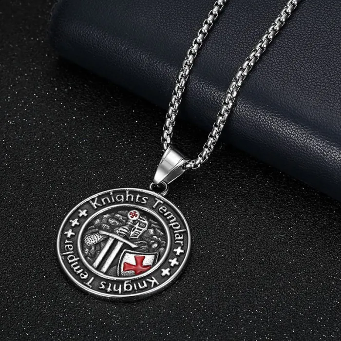 Wholesale Templar Knight Cross Pendant Necklace | Titanium Steel Red Enamel Bulk Supplier & Factory Price