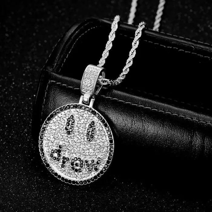 Wholesale Hip Hop Drew Smiley Face Pendant Necklace | Stainless Steel Gold Plated Bulk Supplier & Factory Price