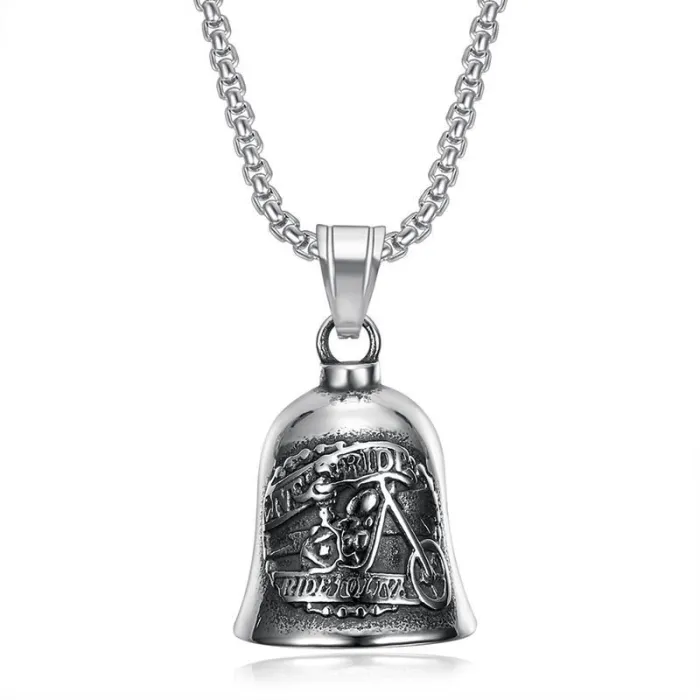 Wholesale Biker Skull Riding Bell | Vintage Titanium Steel Polished Punk Bulk Supplier & Factory Price