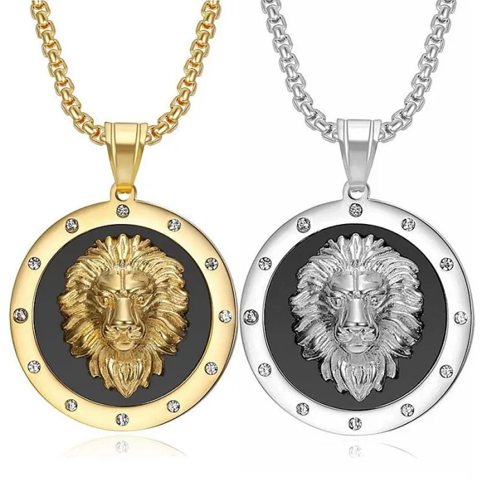 Wholesale Hip Hop Lion Head Pendant Necklace | Stainless Steel Gold Plated CZ Bulk Supplier & Factory Price