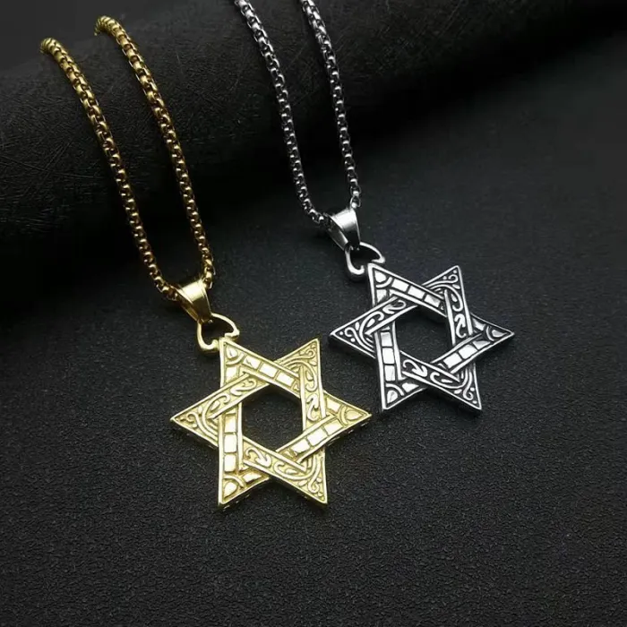 Wholesale Double-Sided Star of David Pendant Necklace | Titanium Steel Men's Bulk Supplier & Factory Price
