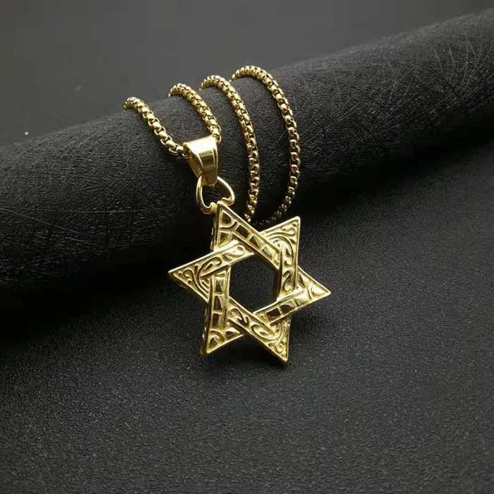 Wholesale Double-Sided Star of David Pendant Necklace | Titanium Steel Men's Bulk Supplier & Factory Price
