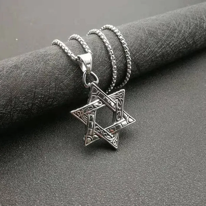 Wholesale Double-Sided Star of David Pendant Necklace | Titanium Steel Men's Bulk Supplier & Factory Price