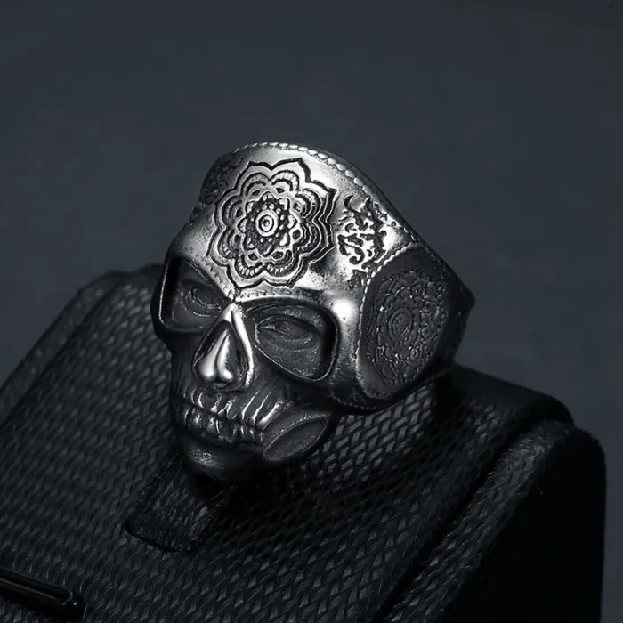 Wholesale Punk Skull Ring | Vintage Stainless Steel Carved Halloween Men's Bulk Supplier & Factory Price