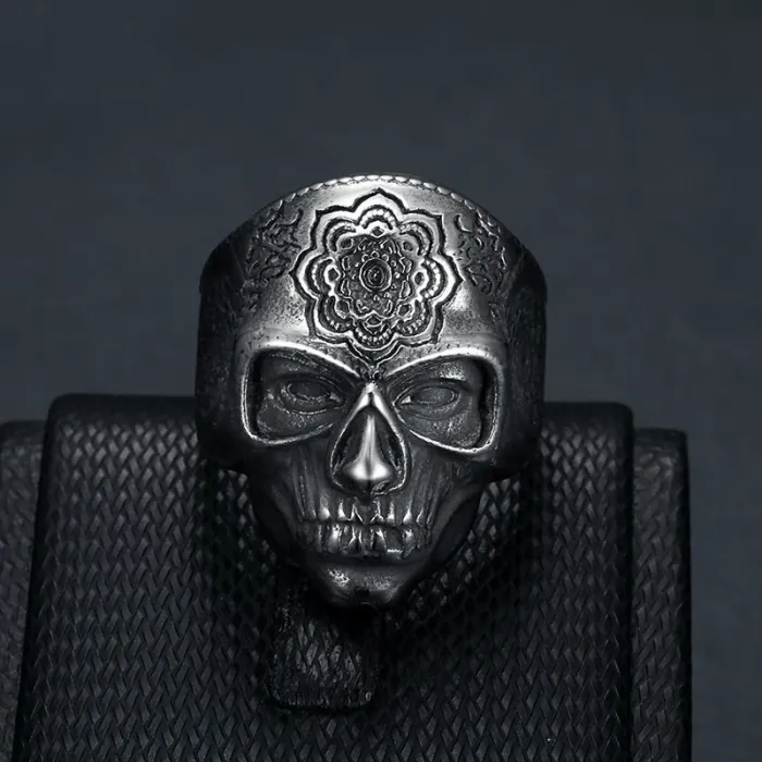 Wholesale Punk Skull Ring | Vintage Stainless Steel Carved Halloween Men's Bulk Supplier & Factory Price