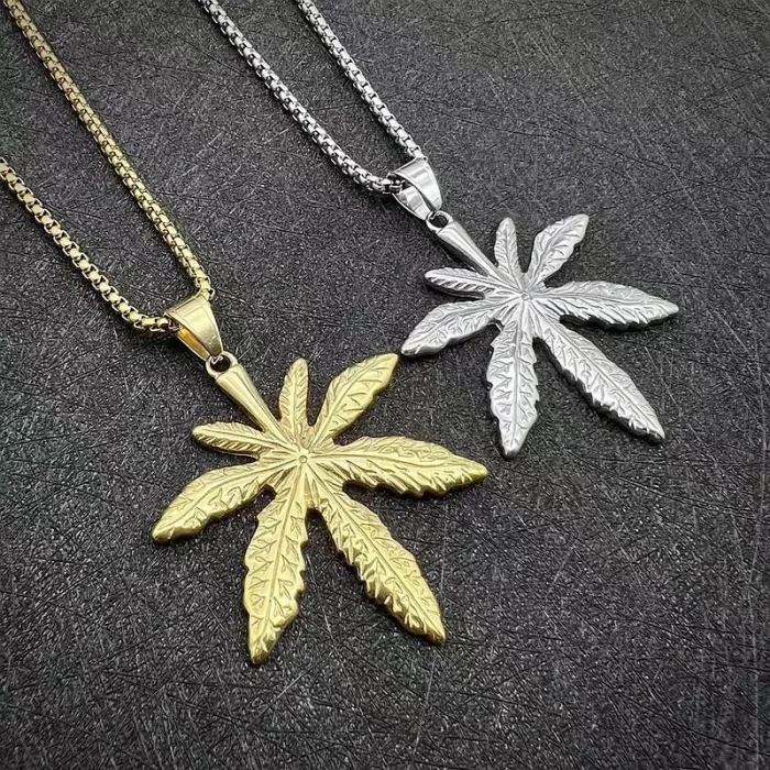 Wholesale Maple Leaf Tag Pendant Necklace | Titanium Steel Hip Hop Men's Stainless Steel Bulk Supplier & Factory Price