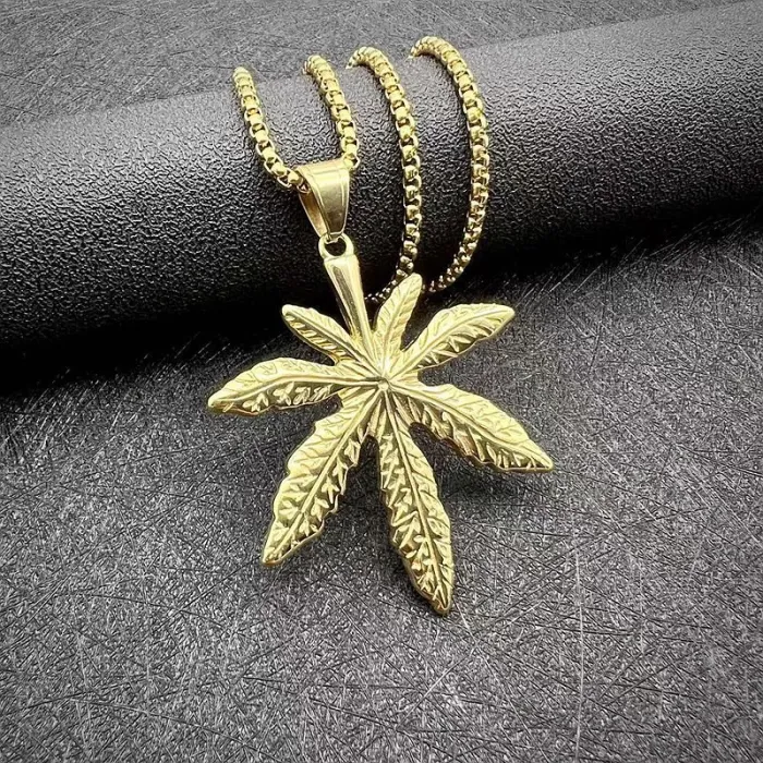 Wholesale Maple Leaf Tag Pendant Necklace | Titanium Steel Hip Hop Men's Stainless Steel Bulk Supplier & Factory Price