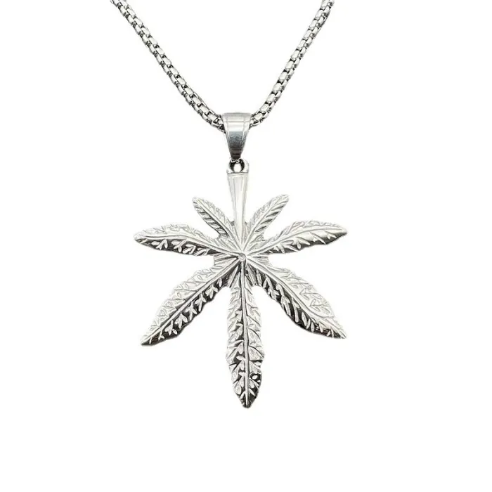 Wholesale Maple Leaf Tag Pendant Necklace | Titanium Steel Hip Hop Men's Stainless Steel Bulk Supplier & Factory Price