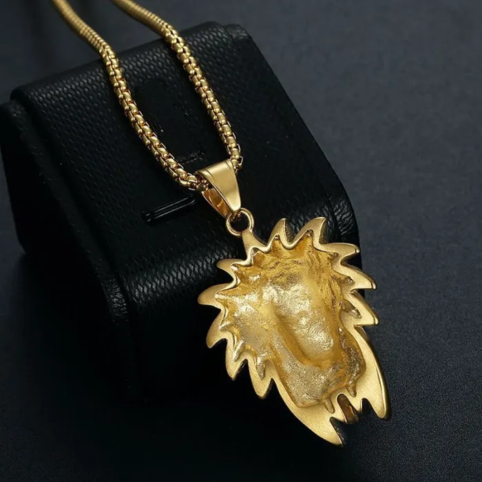 Wholesale Hip Hop Indian Chief Pendant Necklace | Titanium Steel Gold Plated Enamel Bulk Supplier & Factory Price