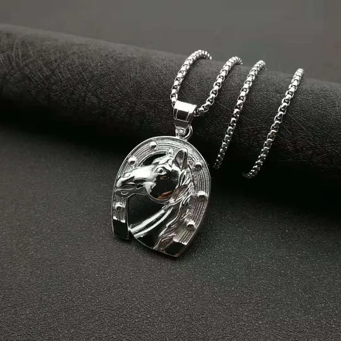 Wholesale Hip Hop Horse Head Pendant Necklace | Stainless Steel Gold Plated Bulk Supplier & Factory Price